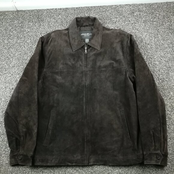 NWT Vintage Eddie Bauer Jacket Suede Leather Quilted Brown Mens Large Tall LT